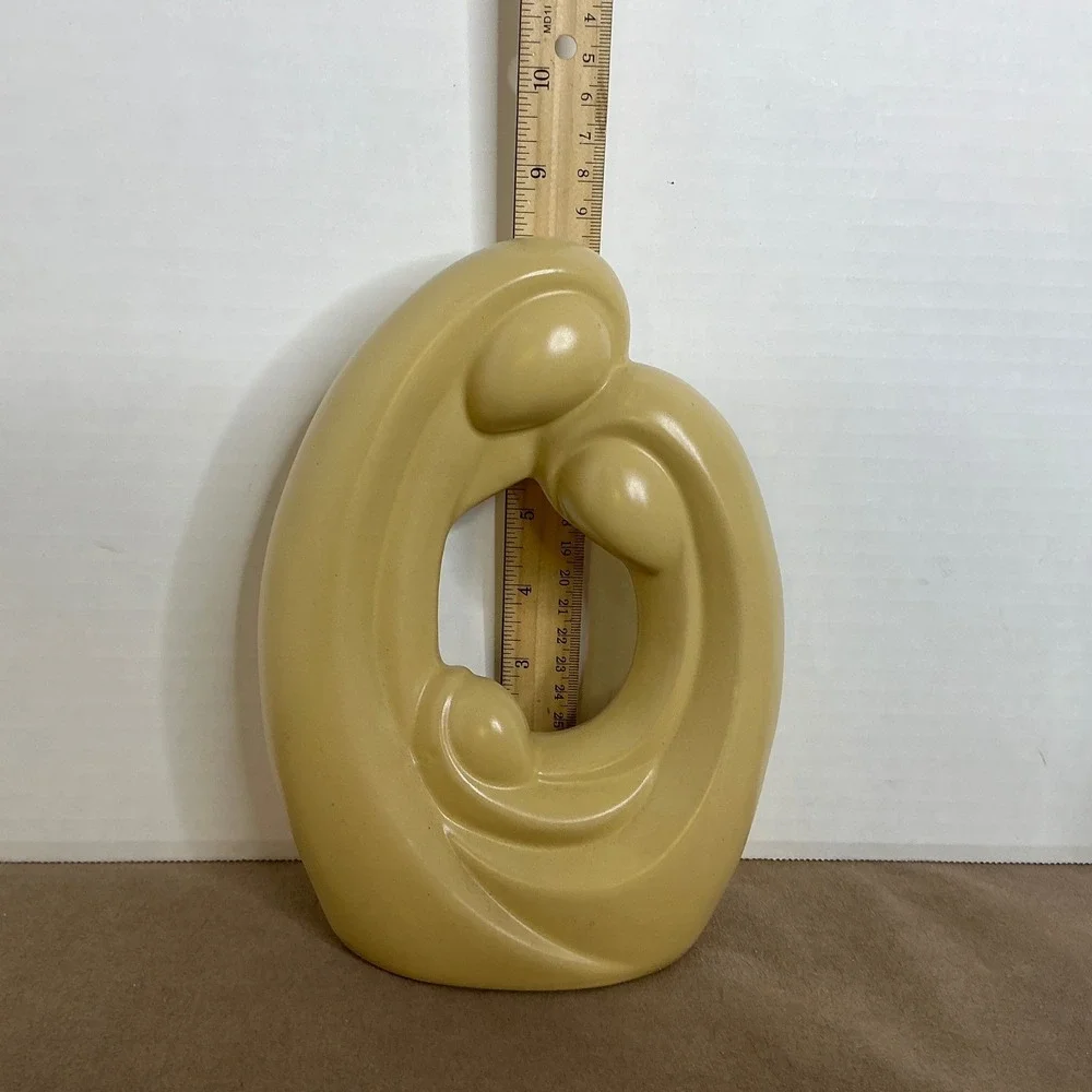 Abstract Ceramic Family Sculpture Mustard Yellow Modern Art 10